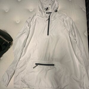 Lightweight White Hooded Windbreaker Jacket